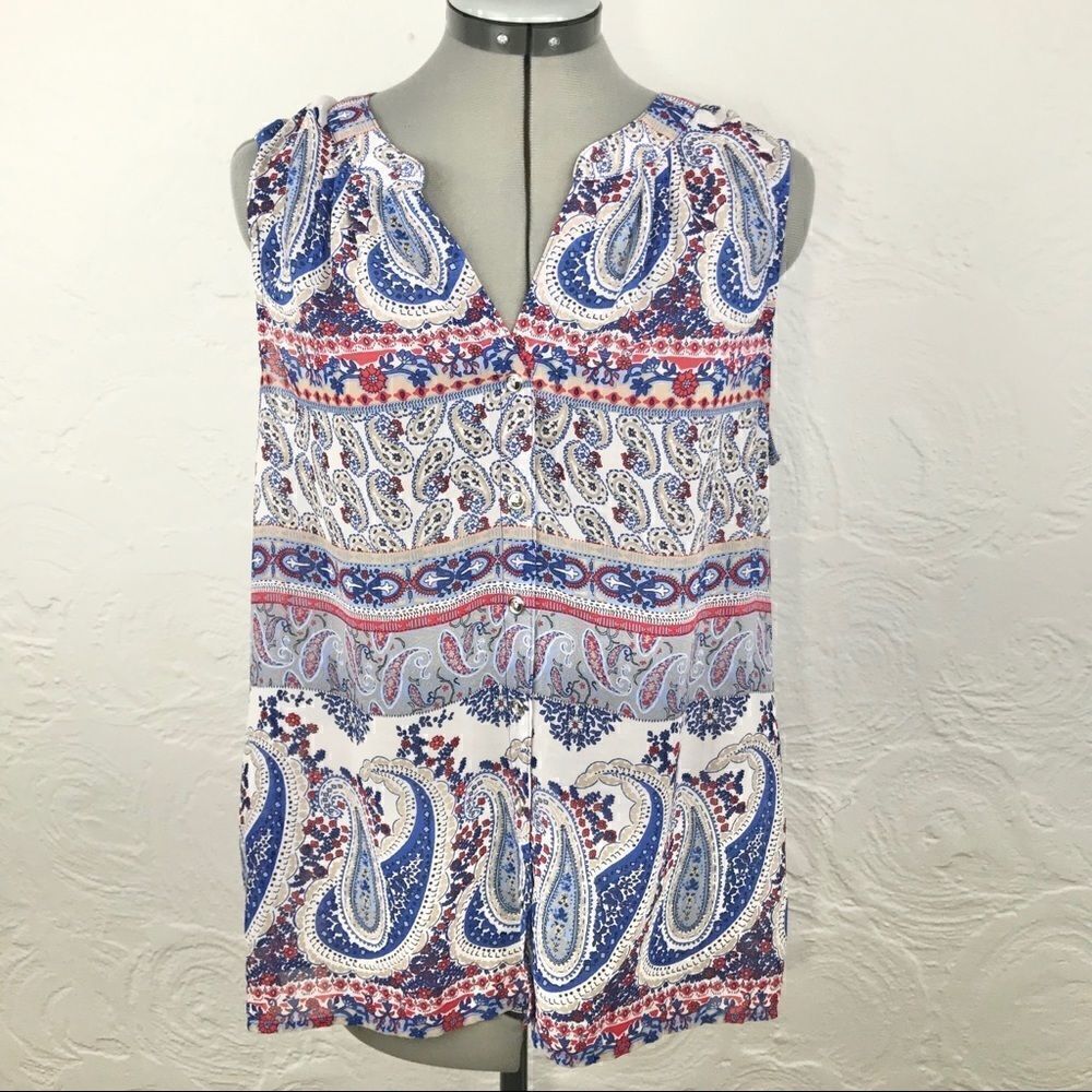 EST. 1962 Blue Paisley Print Lightweight Sleeveless Top